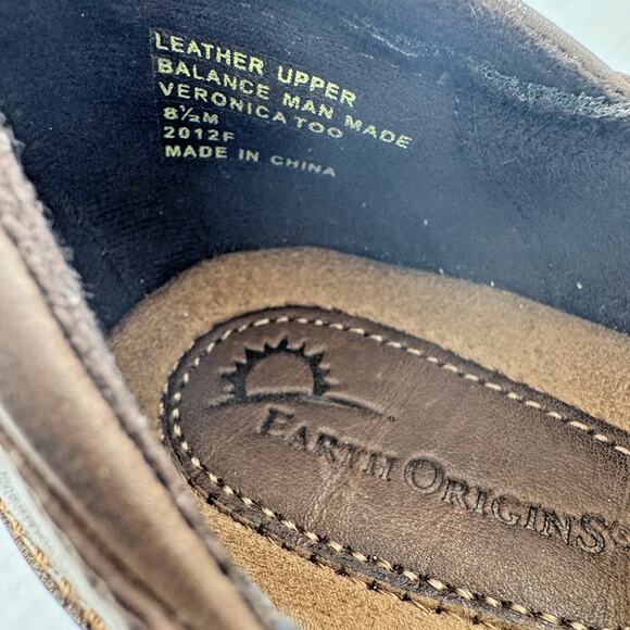 Earth Origins Brown Leather Chunky Wedge Platform Shoes Veronica Too Women 8.5 M - Picture 7 of 13